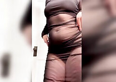 Redhead Shaking Booty in Watch-Throughout Suit