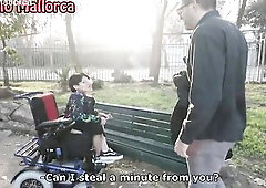 Exotic Wheelchair Cripple Whore Gets Pick Up in Public!