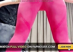 Intimate stretch session at my place. That babe looked likewise priceless in that pink top and yoga panties. I started grinding during the exercises a
