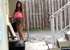 Young latina tenant fucks her landlord