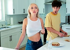 Long-haired angel Braylin Bailey jumps on a huge dick in the cowgirl