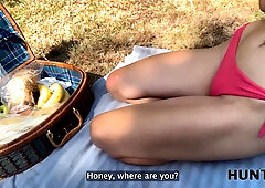 Watch George Uhl & Vixi Rafi get wild in rough outdoor sex with small tits & big dicks