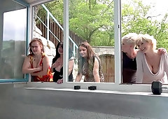 Amazing nude porn with a bunch of amateur ladies sharing the same dick