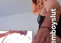 Sissy rides dildo