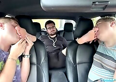 car ride, foot threesome