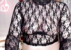 Brunette hair in Hawt Constricted Lace Top