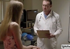 Shemale patient Crystal Thayer's tiny tits get anally destroyed by doctor's huge cock