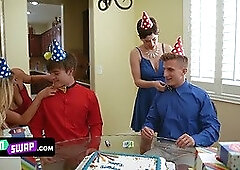 Perfect Milfs In Mini Dresses Decide To Set Up A Swap Surprise For Their Step Sons Birthdays