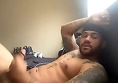 Horny Mixed Guy Cums on His Belly