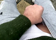 Having a uber-cute super hot pee on myself in the backyard