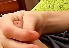 Handsome twink jerking off in front of the mirror solo