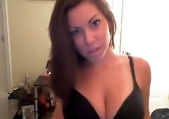 Busty girlfriend stripping for LoveHomePorn.com