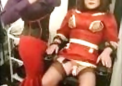 Slave girl on a chair endures electricity torture BDSM porn