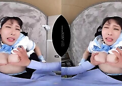 Japanese brunette explores sensual touch in immersive virtual reality