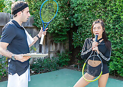 Gorgeous Asian chick gets fucked by a tennis instructor