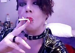 Shanna smoking in vinyl