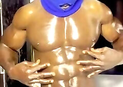 BLACK MUSCULAR WOLF PECS WORSHIP, COCK DRAINED TOTAL MUSCULAR WORSHIP