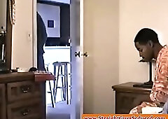 Black straightbait amateur receiving a gay bj