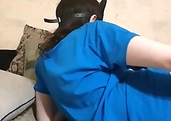 Sasha Earth dominates her own ass with butt plug in a hot solo anal play