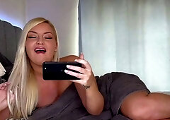 Blonde horny babe commenting small dick