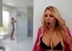 Bosomed blonde MILF cums hard on Johnny's cock