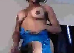 Bombastic blonde shemale strips naked and twerks her big ass