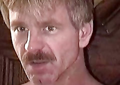 Three horny older guys meet up at a hotel for a threesome