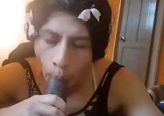 fledgling sissy bitch  deep-throating big black cock