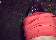 Amateur brunette BBW MILF gets fucked POV in the middle of the city