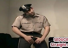 Straight cop receives oral pleasure and handjob from mature gay man