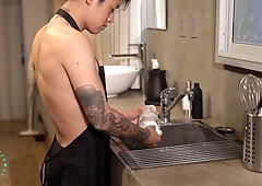 Chinese Twunk Lured in the Kitchen & Poked
