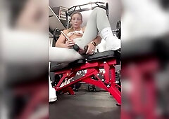 Fit gym babe works out pussy