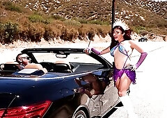 Breasty Trans Woman Avery Longing is awaiting for a free ride.Draven Navarro stops and picks her up