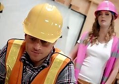 Foreman Dolly Leigh makes the construction worker nail her pussy hard