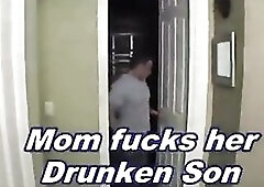 The drunk son walks in the door, mum is waiting for him at the stairs and then she starts to take advantage of him (Taboo Fantasy).