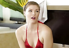 Experienced masseuse knows how to satisfy men while rubbing herself against them, all day