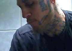 BROMO.com: Bo Sinn with tattooed Michael Boston bareback doggy fucking in the bath