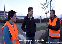 Bare Foursome At The Parking Lot