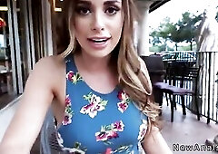 Lovely lady in flower printed summer dress sucked a huge dick before she got fucked from behind