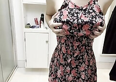 hot cutie stripping without cute summer costume to disclose 32DD fake tits