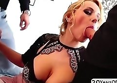 Glamorous slut Angel in a threesome fucking