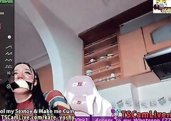 Sexy and concupiscent heshe Kate Yoshy enjoying a token powered Lovense anal drilling machine on cam, part 4