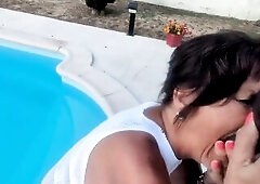 Anal sex by the pool for France's much loved granny—now that’s a job well done, taking that biggest ebony weenie in her excited butt; hardcor