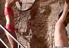 Whipping motions from a lingeried chick