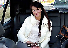 Horny Czech Brunette Goes Back To Work & Gets Her Hairy Pussy Pounded by Taxi Driver's Thick Cock