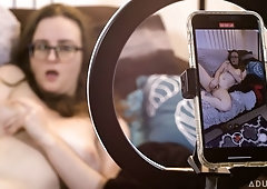 Stunning angel in glasses Jay Taylor gets screwed in the doggy style