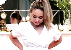 Hazel Grace is ready to set the scene for passion and romance. She lights candles, preps a massage table, dons a white uniform, and then waits for Mar