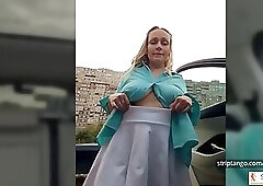 BondGirl Driving Tease – Big Tits, Pussy with Vibrating Toy & Ass Flash