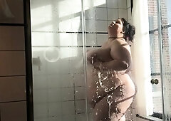 Hot brunette big boobs toying pink pussy