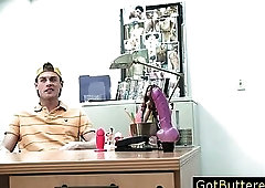 Sexy guy has dildo waiting for his ass gay porn